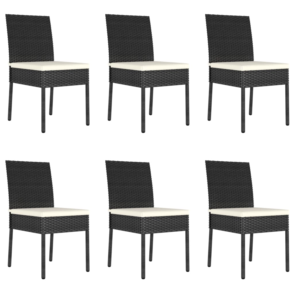vidaXL Set de mobilier de grădină, 7 piese, negru, poliratan