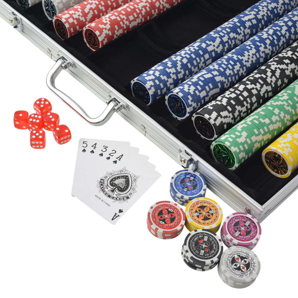 vidaXL Set de poker cu 1000 de jetoane cu laser din aluminiu