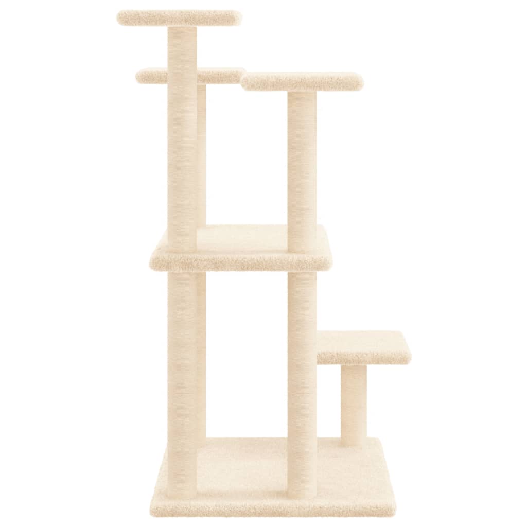 vidaXL Stâlpi de zgâriat pentru pisici cu platforme, crem, 98,5 cm