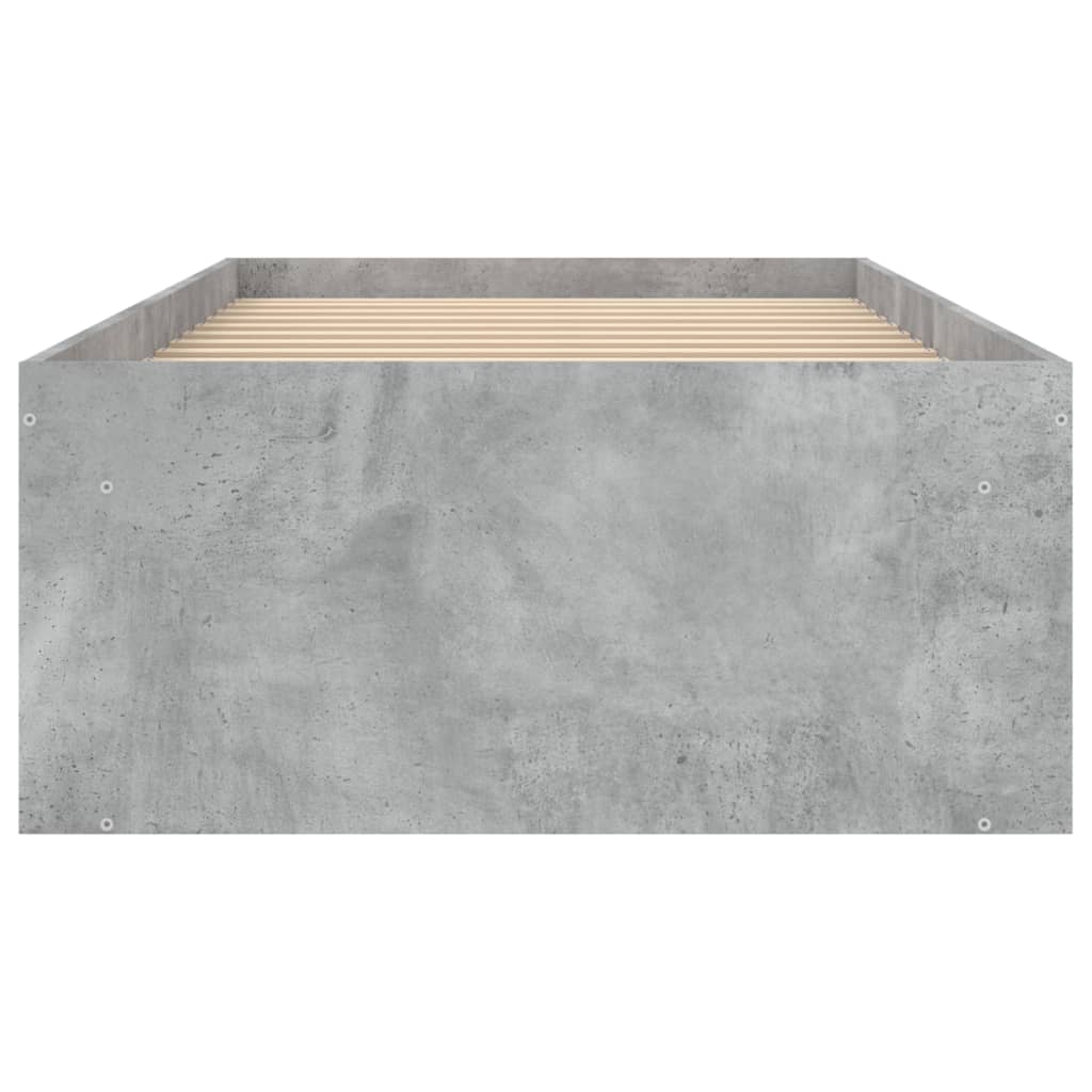vidaXL Cadru de pat mic single, gri beton, 75x190 cm