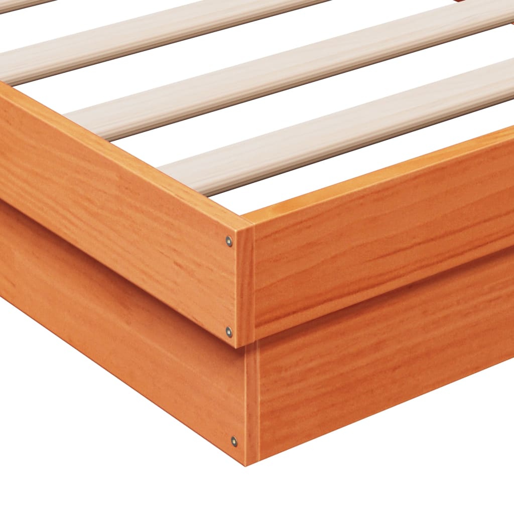 vidaXL Cadru de pat cu LED, maro ceruit, 90x200 cm, lemn masiv de pin