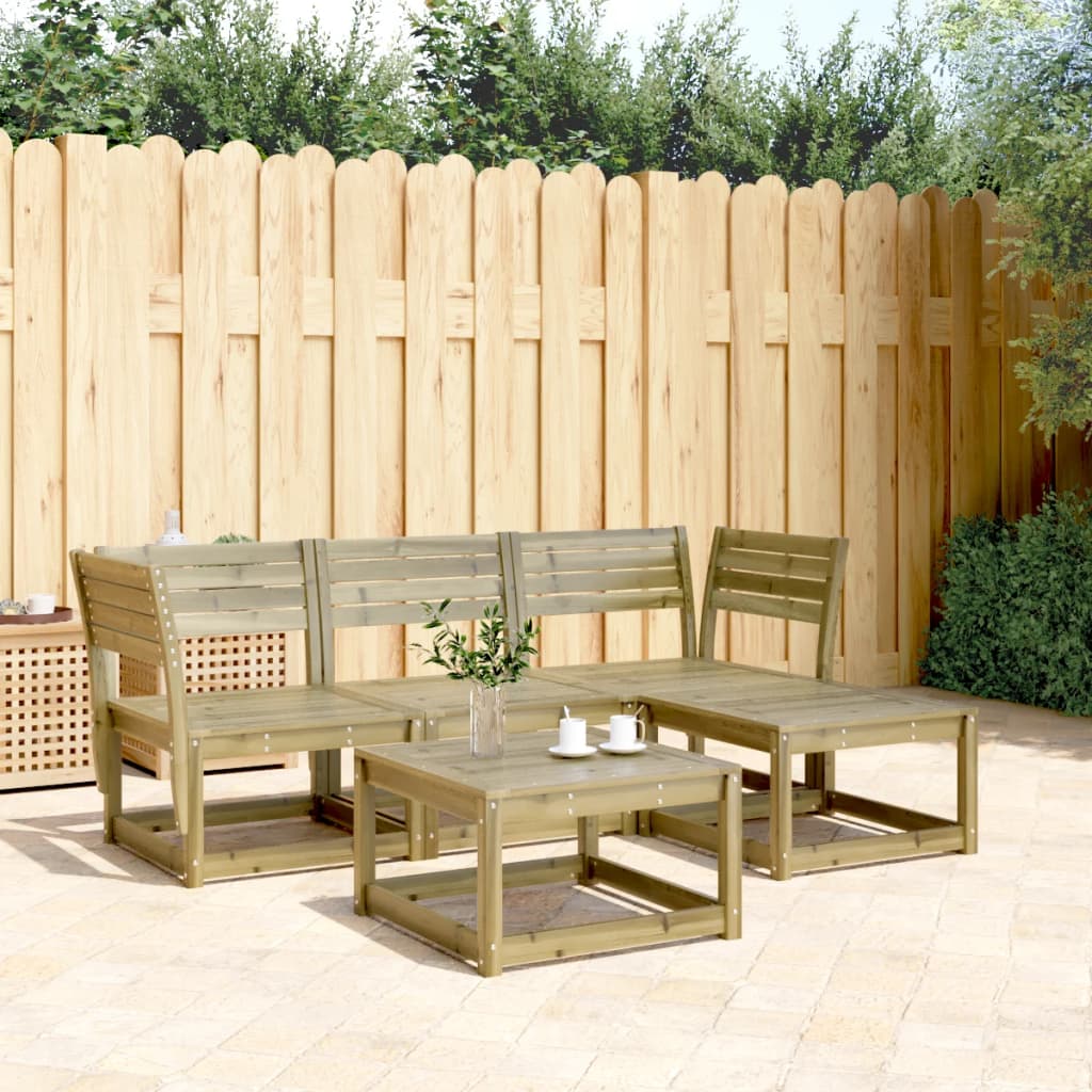 vidaXL Set mobilier relaxare de grădină, 4 piese, lemn de pin tratat