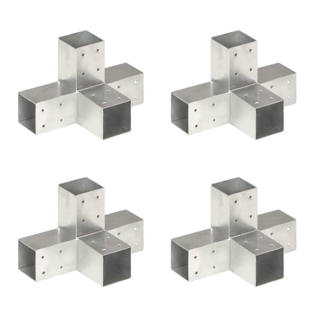 vidaXL Conectori de grindă, formă X, 4 buc, 71x71 mm, metal galvanizat