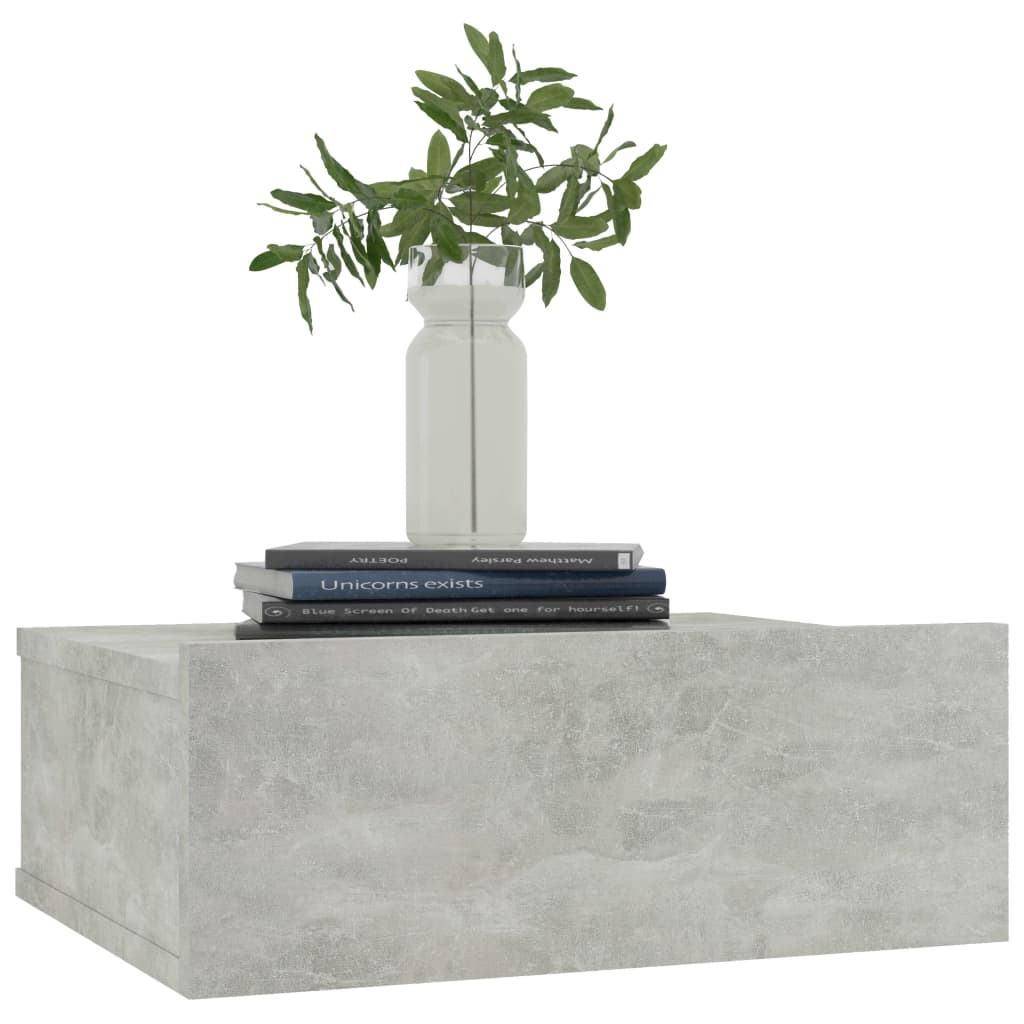vidaXL Noptiere suspendate, 2 buc., gri beton, 40x30x15 cm, PAL