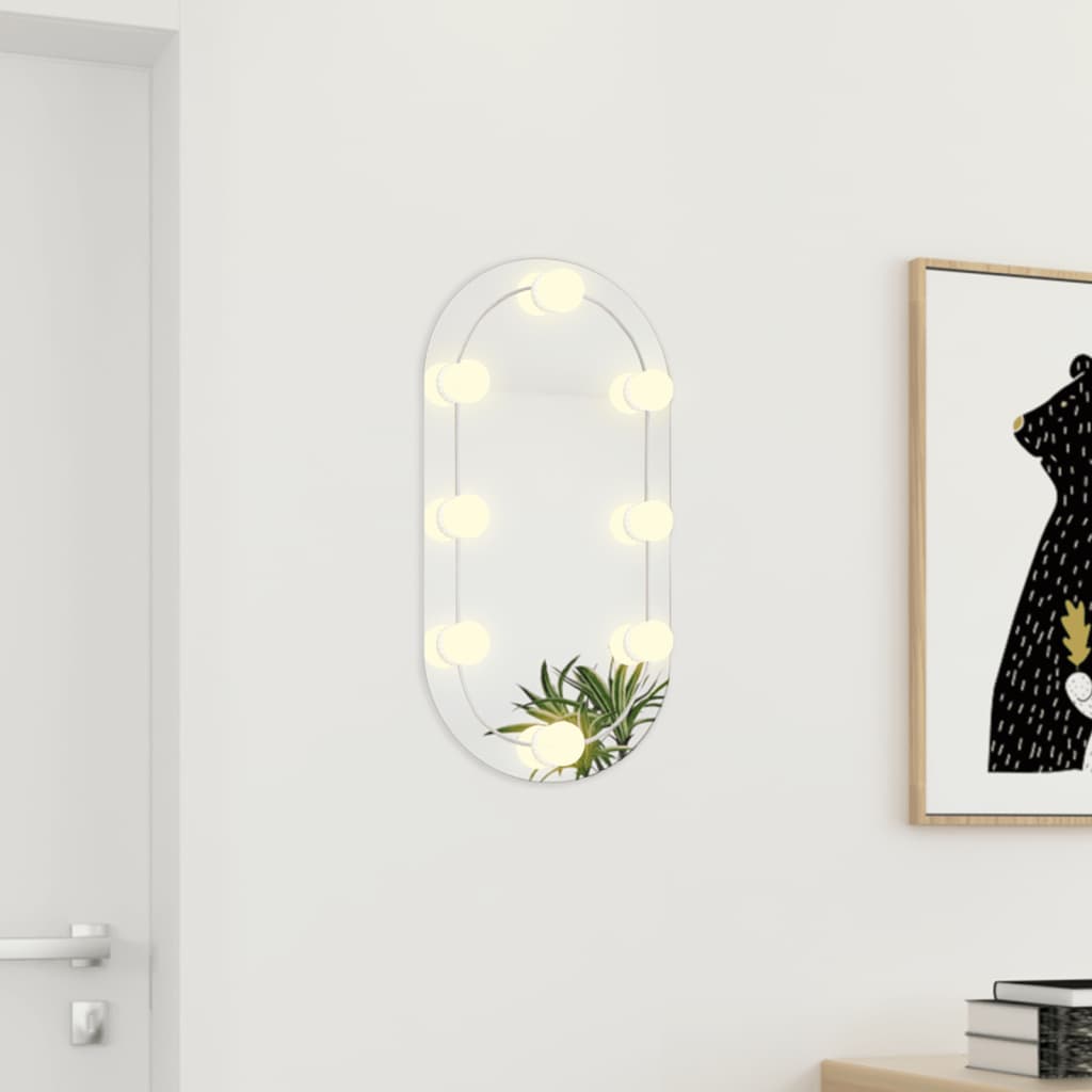 vidaXL Oglindă cu lumini LED, 60x30 cm, sticlă, oval