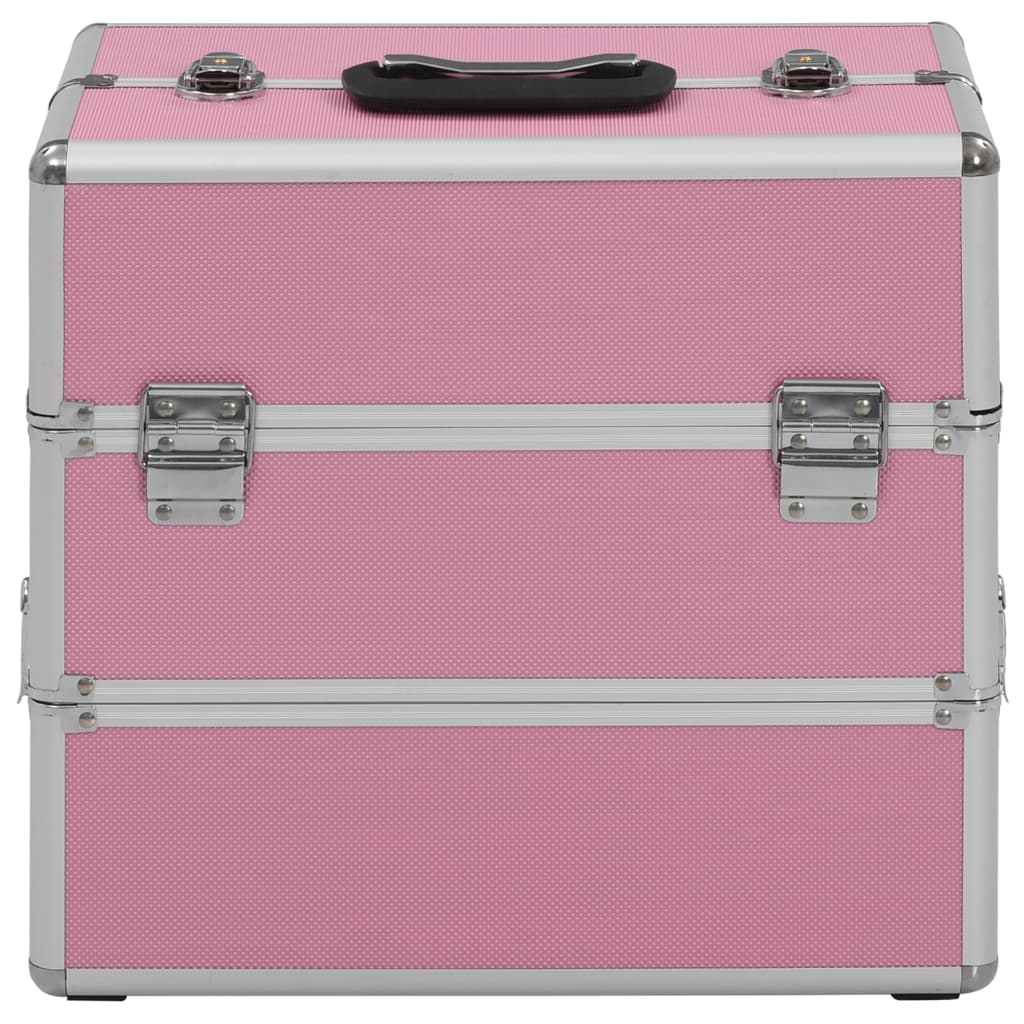 vidaXL Geantă de cosmetice, roz, 37 x 24 x 35 cm, aluminiu