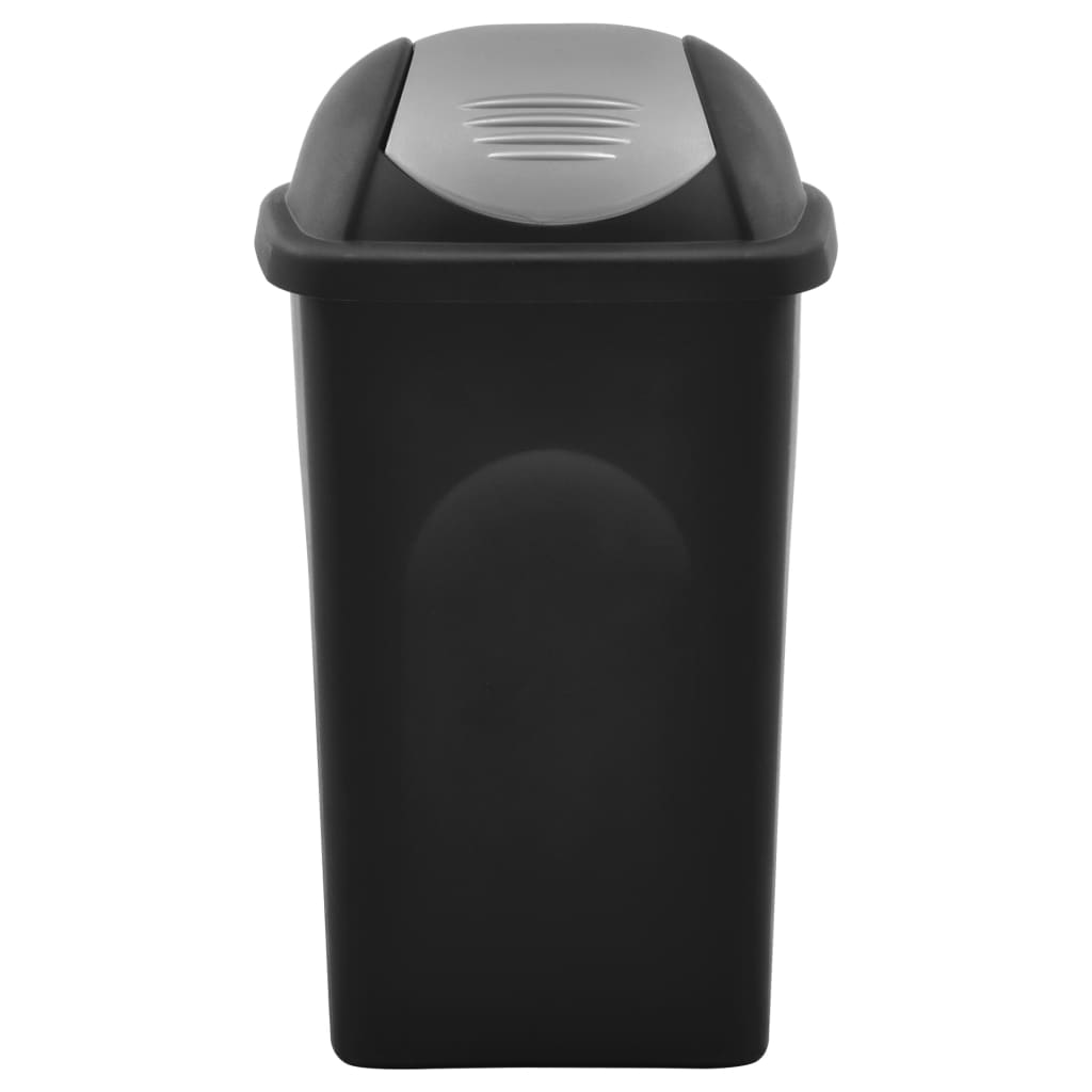 vidaXL Coș de gunoi, capac oscilant, negru și argintiu, 60L