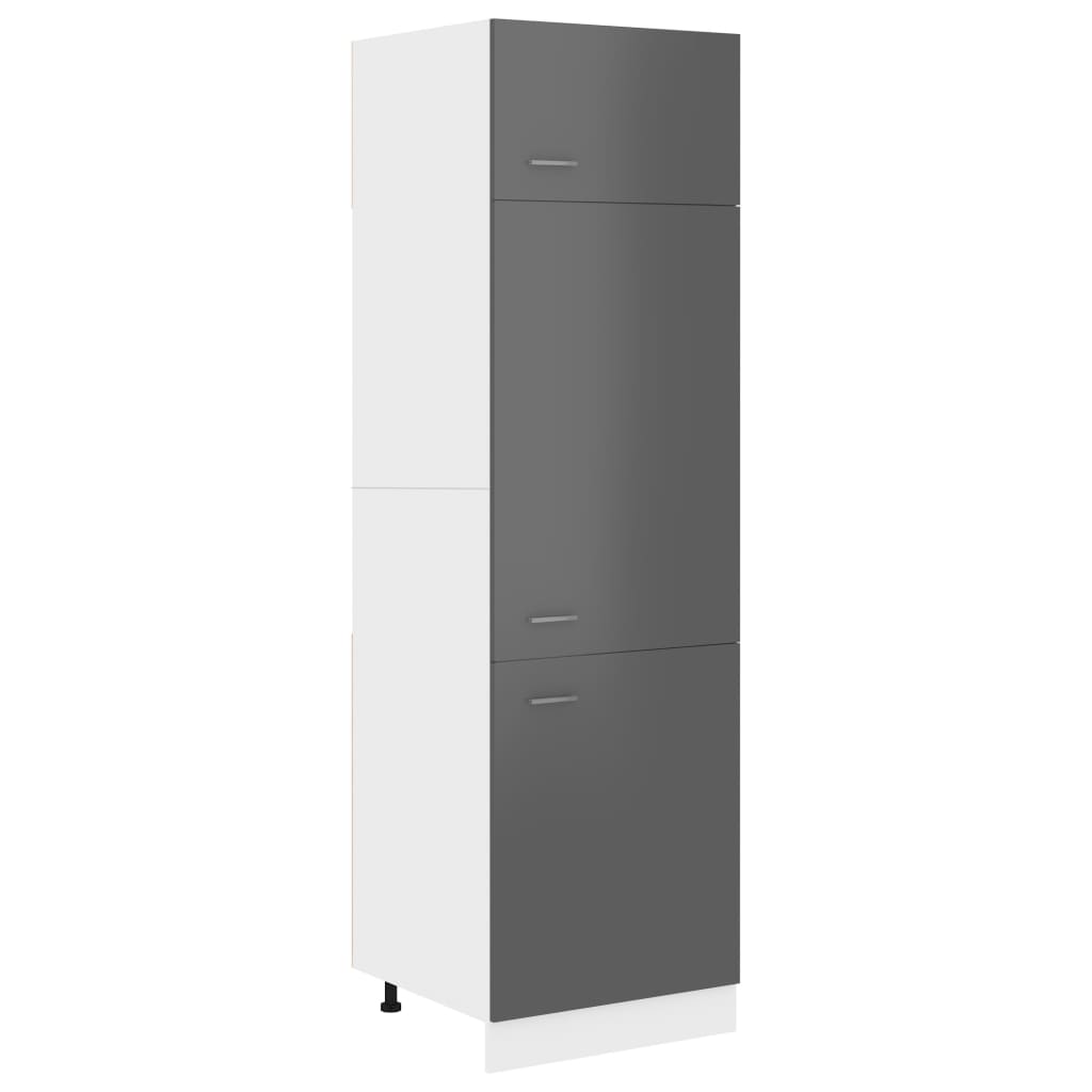 vidaXL Dulap pentru frigider, gri extralucios, 60 x 57 x 207 cm, PAL
