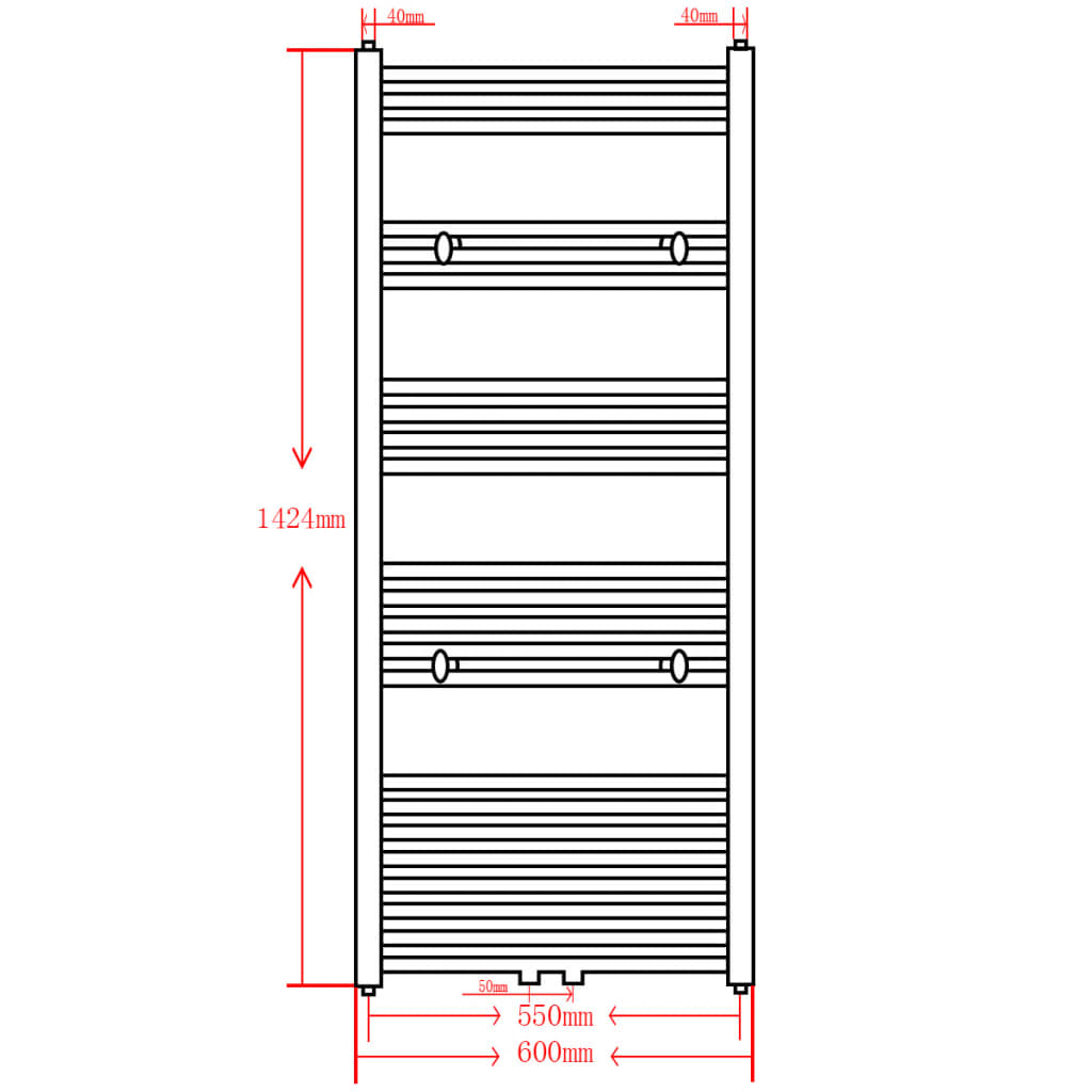 vidaXL Radiator port-prosop încălzire baie, gri, 600x1424 mm, drept