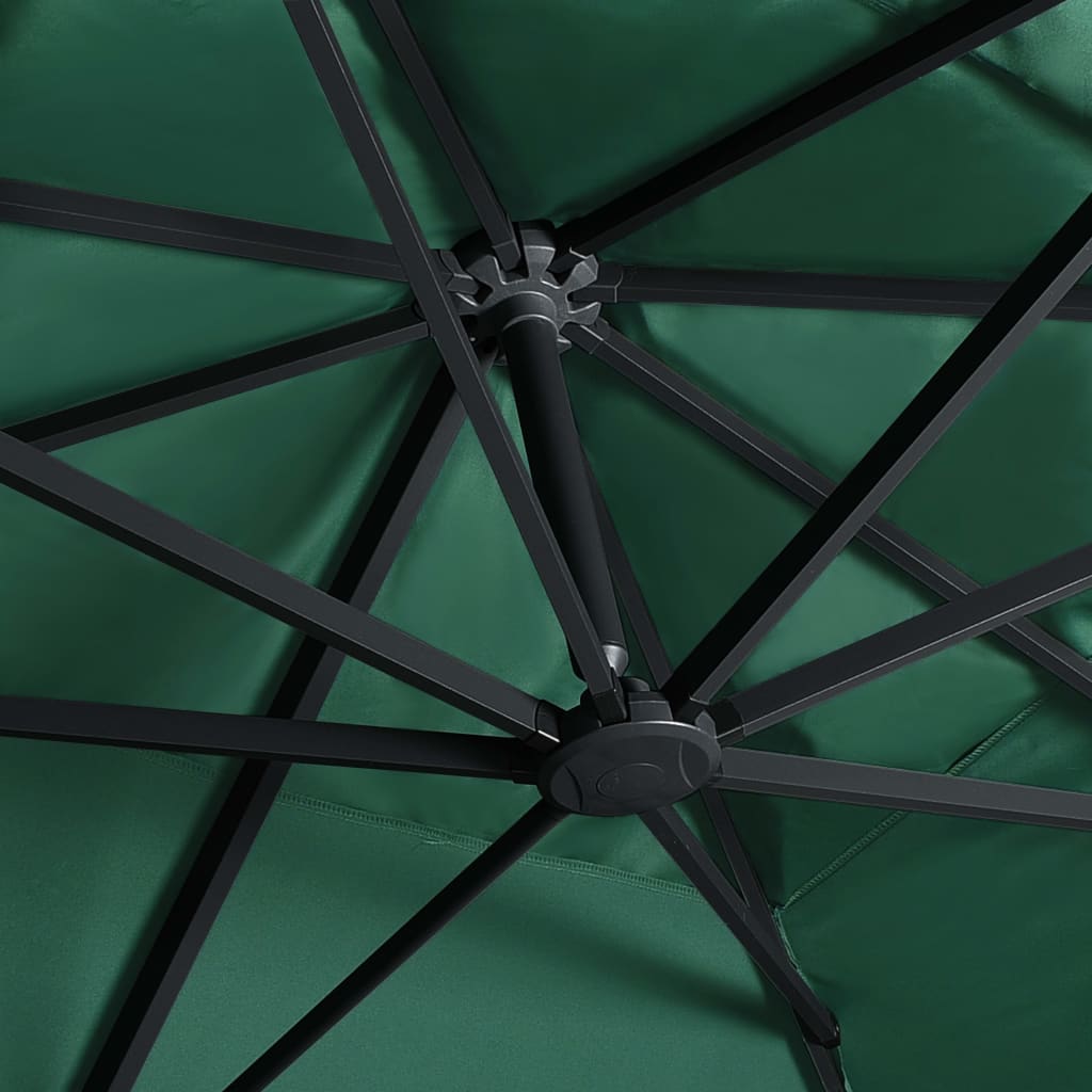 vidaXL Umbrelă suspendată cu LED și stâlp aluminiu verde 400x300 cm