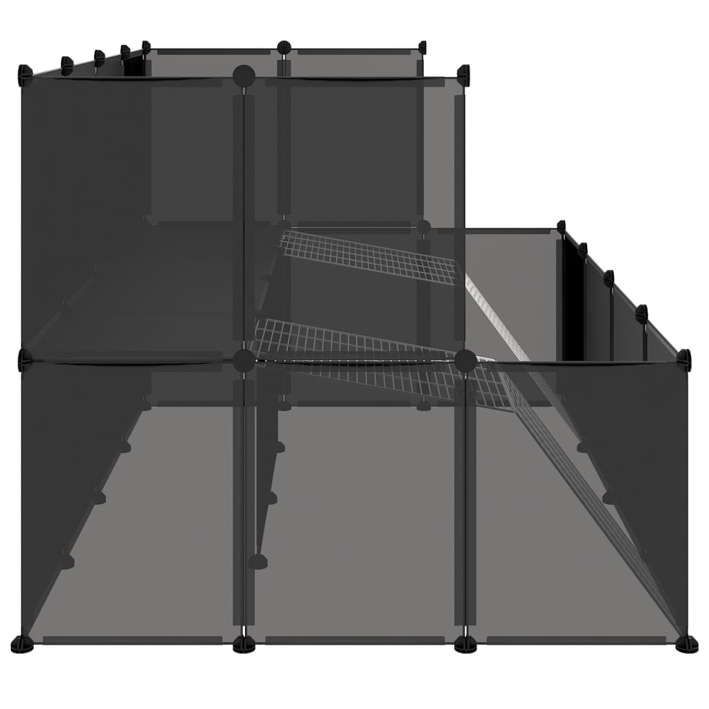 vidaXL Cușcă pentru animale mici, negru, 143x107x93 cm, PP și oțel