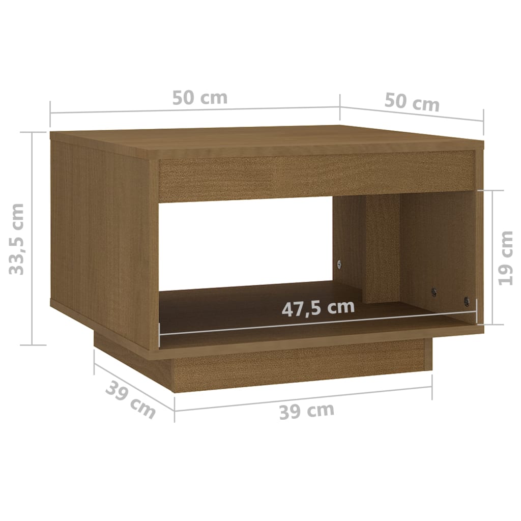 vidaXL Măsuță de cafea, maro miere, 50x50x33,5 cm, lemn masiv de pin