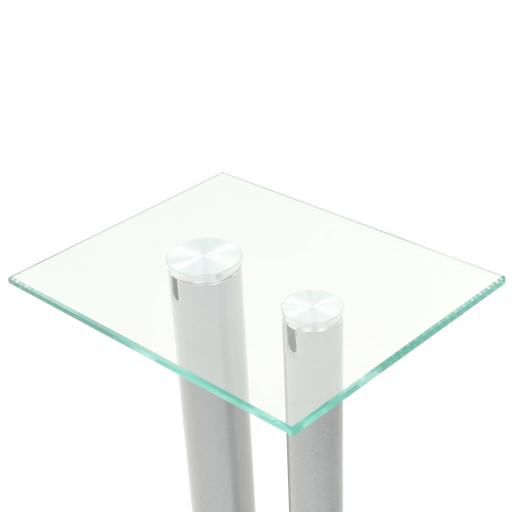 vidaXL Standuri boxe 2 buc., sticlă călită, design coloană, argintiu