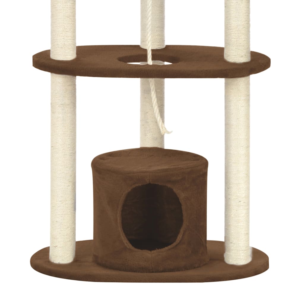 vidaXL Ansamblu pentru pisici cu stâlpi din funie sisal, maro, 160 cm