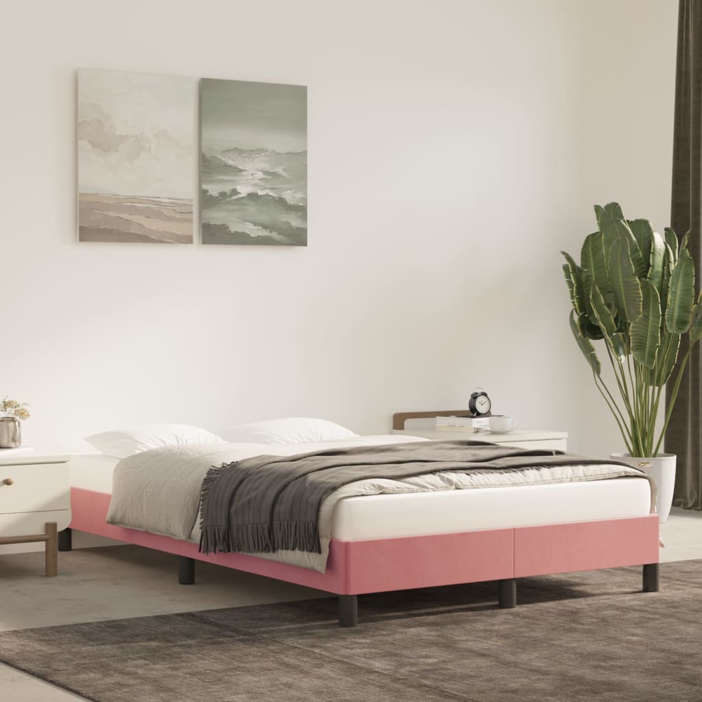 vidaXL Cadru de pat, roz, 120x190 cm, catifea