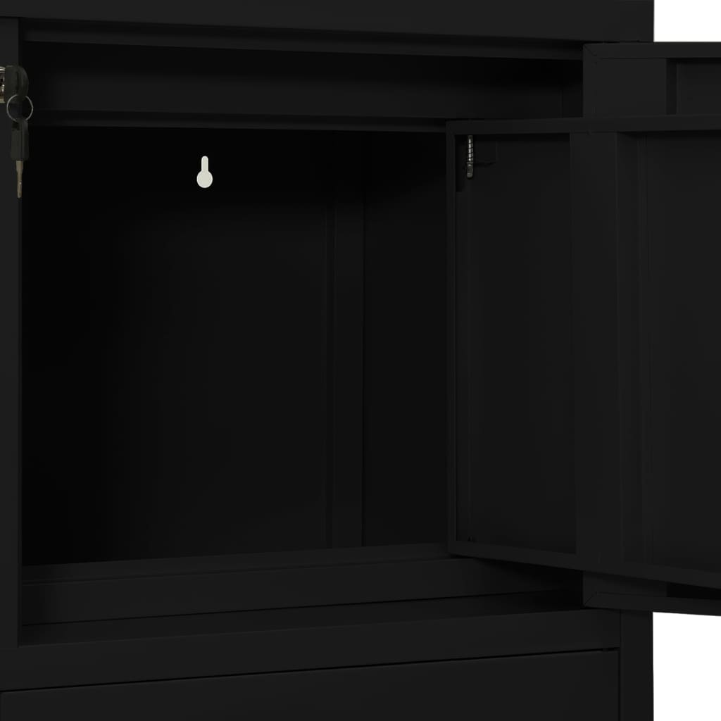 vidaXL Dulap de birou, negru, 90x40x102 cm, oțel