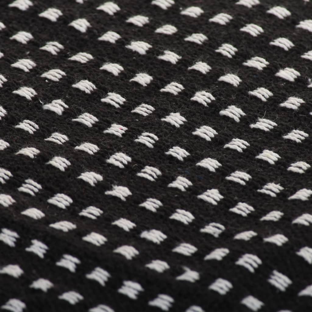 vidaXL Pătură decorativă cu pătrățele, bumbac, 220 x 250 cm, negru