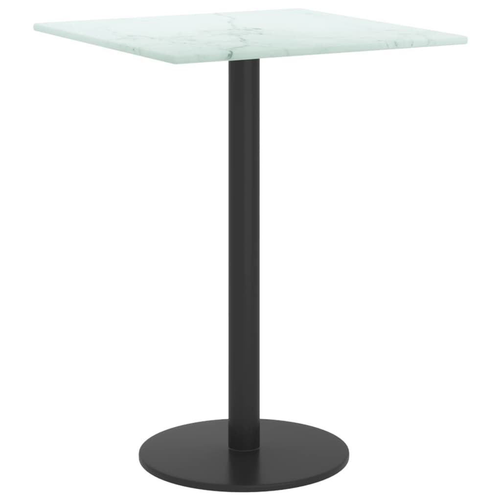 vidaXL Blat masă alb 30x30 cm 6 mm sticlă securizată design marmură