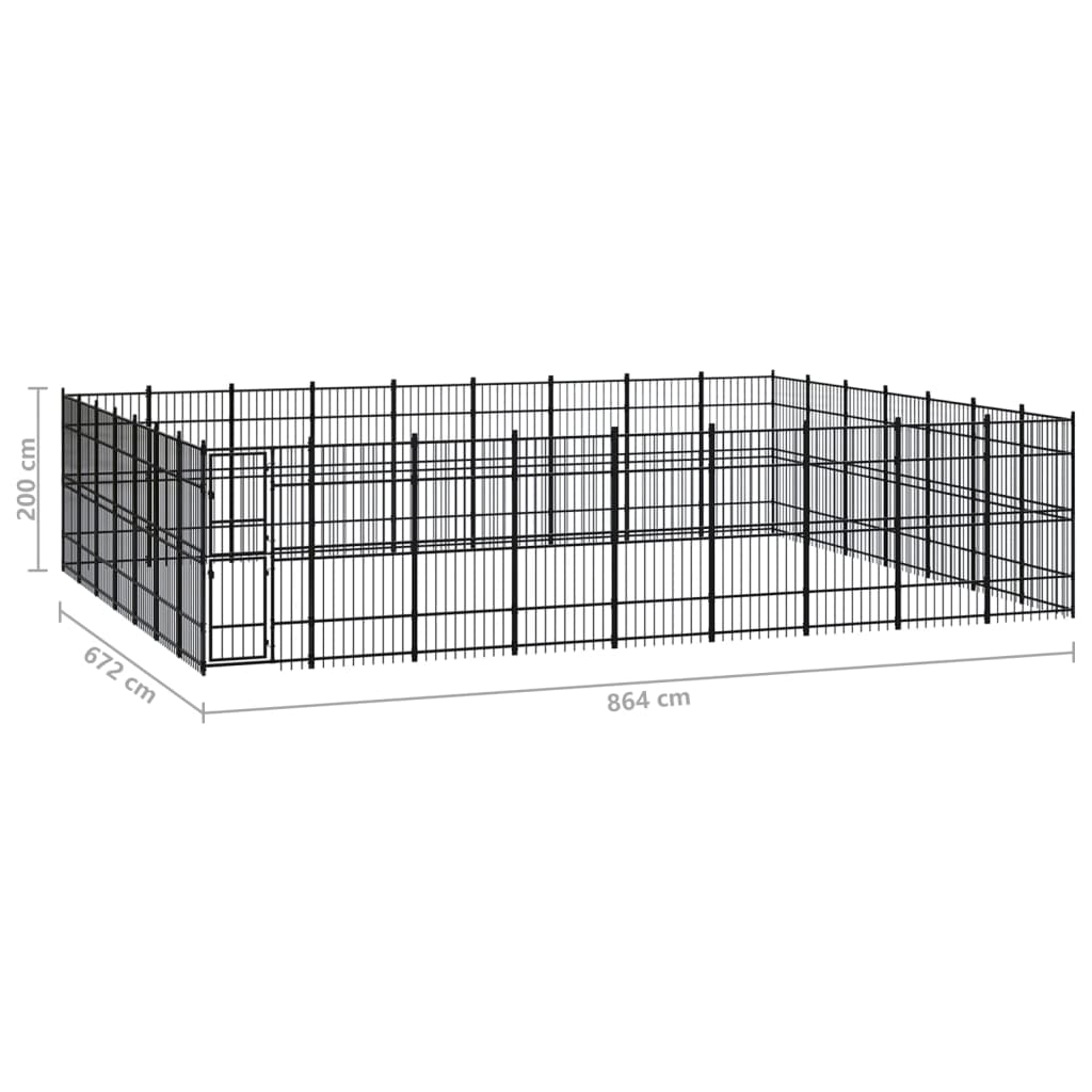vidaXL Padoc pentru câini de exterior, 58,06 m², oțel
