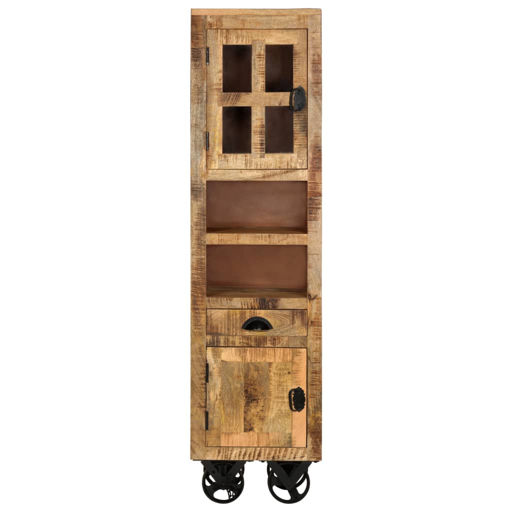 vidaXL Dulap înalt cu roți, 38x30x143 cm, lemn masiv mango nefinisat
