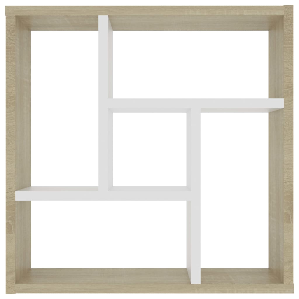 vidaXL Raft de perete, alb și stejar Sonoma, 45,1x16x45,1 cm, PAL