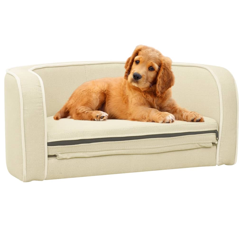 vidaXL Canapea pliabilă câini, crem, 76x71x30 cm, pernă lavabilă in