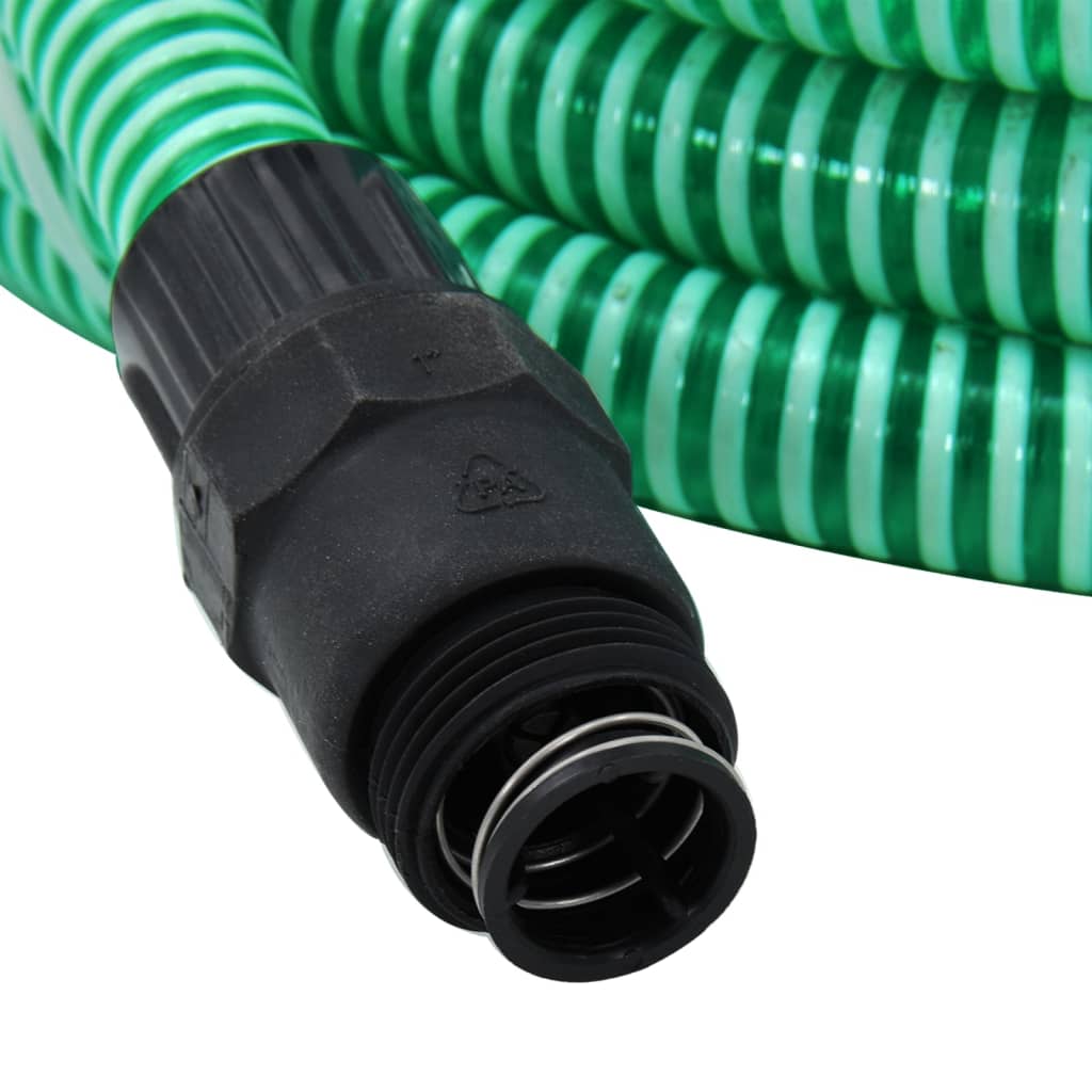 vidaXL Furtun de aspirație cu racorduri din PVC, verde 1" 10 m, PVC