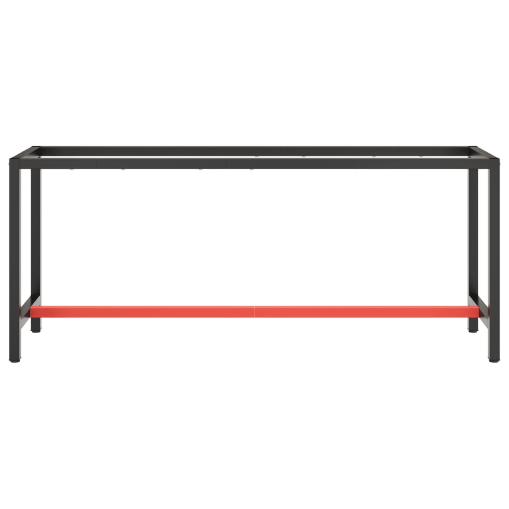 vidaXL Cadru banc de lucru, negru mat/roșu mat, 190x50x79 cm, metal