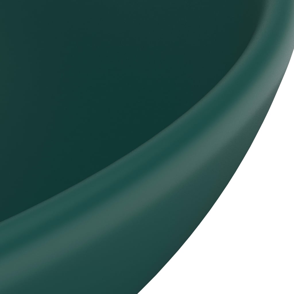 vidaXL Chiuvetă baie lux verde închis mat 32,5x14 cm ceramică rotund