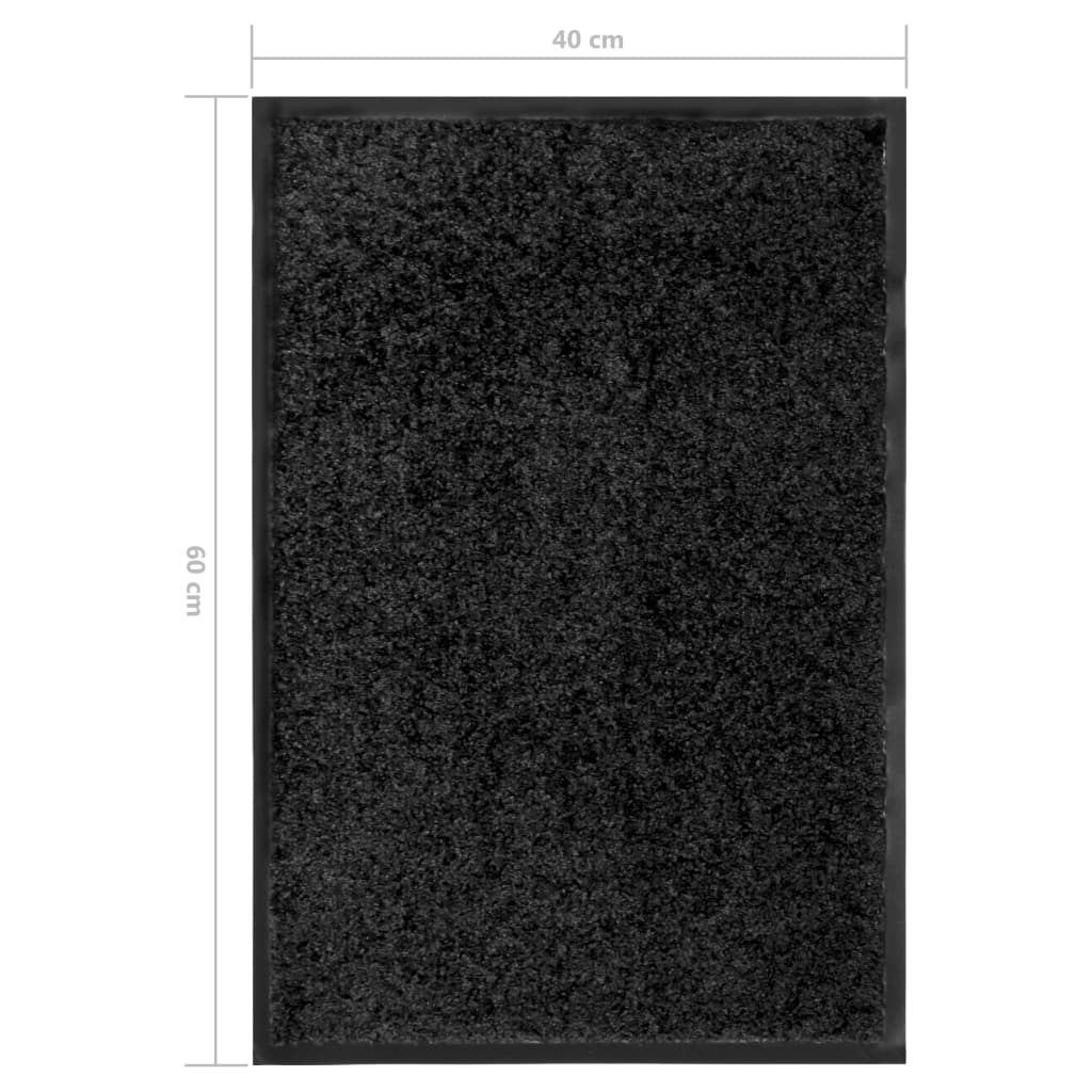 vidaXL Covoraș de ușă lavabil, negru, 40 x 60 cm
