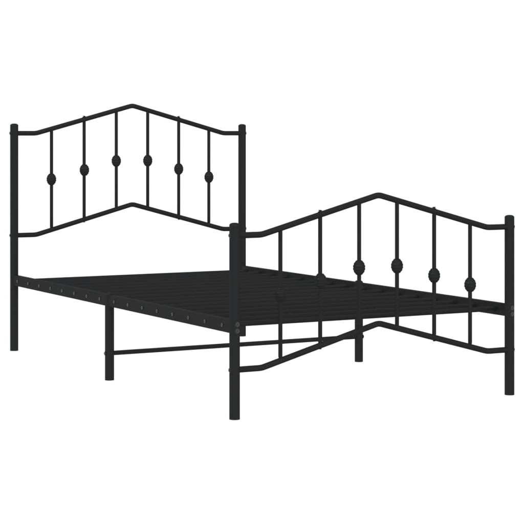 vidaXL Cadru pat metalic cu tăblii de cap/picioare  negru, 100x190 cm