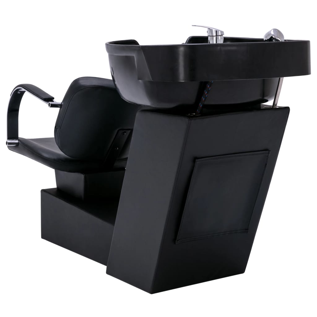 vidaXL Scaun salon șamponare cu lavoar negru, 137x59x82 cm, piele eco