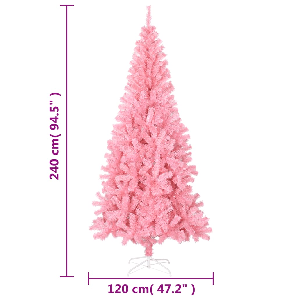 vidaXL Brad de Crăciun artificial cu suport, roz, 240 cm, PVC