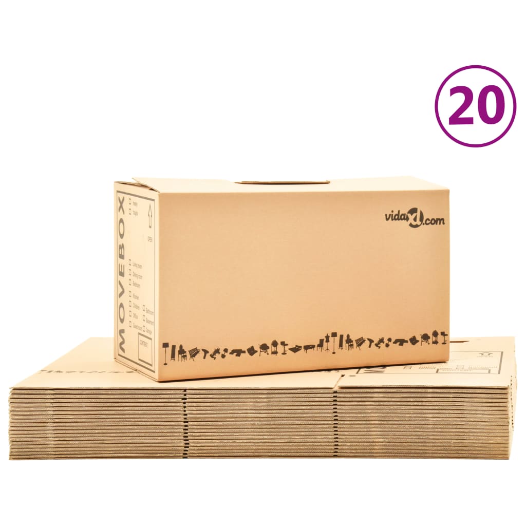 vidaXL Cutii pentru mutare din carton XXL 20 buc. 60 x 33 x 34 cm