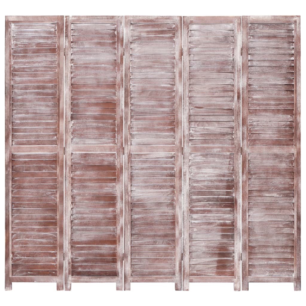 vidaXL Paravan de cameră cu 5 panouri, maro, 175 x165 cm, lemn