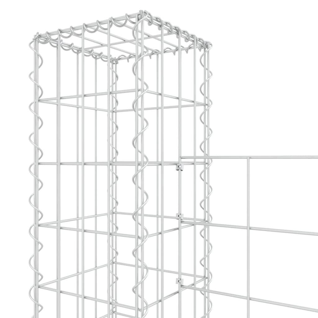 vidaXL Coș gabion în formă de U cu 4 stâlpi, 380x20x150 cm, fier