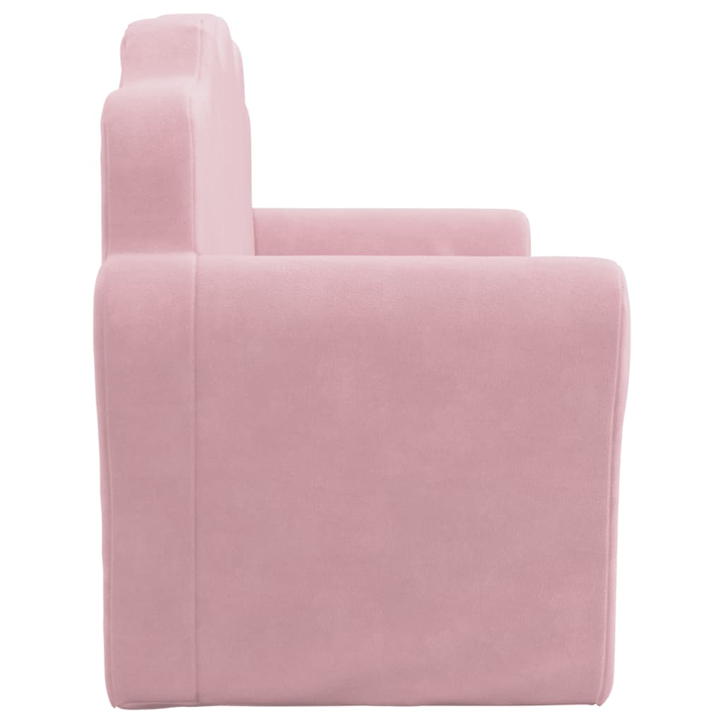 vidaXL Canapea pentru copii cu 2 locuri, roz, pluș moale