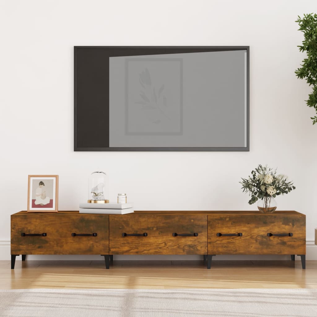 vidaXL Comodă TV, stejar fumuriu, 150x34,5x30 cm, lemn prelucrat