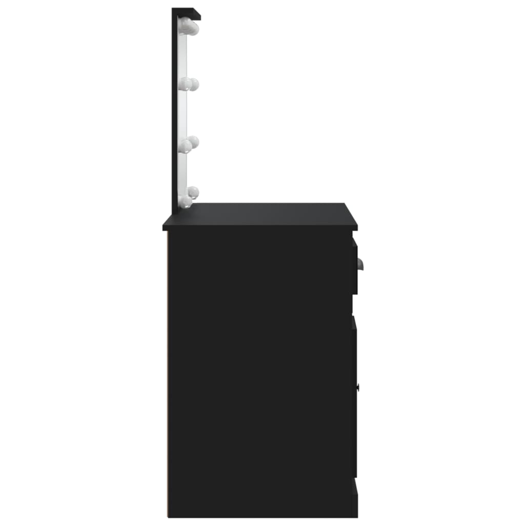 vidaXL Masă de toaletă cu LED-uri, negru, 90x42x132,5 cm