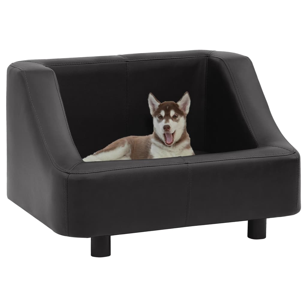 vidaXL Canapea pentru câini, negru, 67 x 52 x 40 cm, piele ecologică
