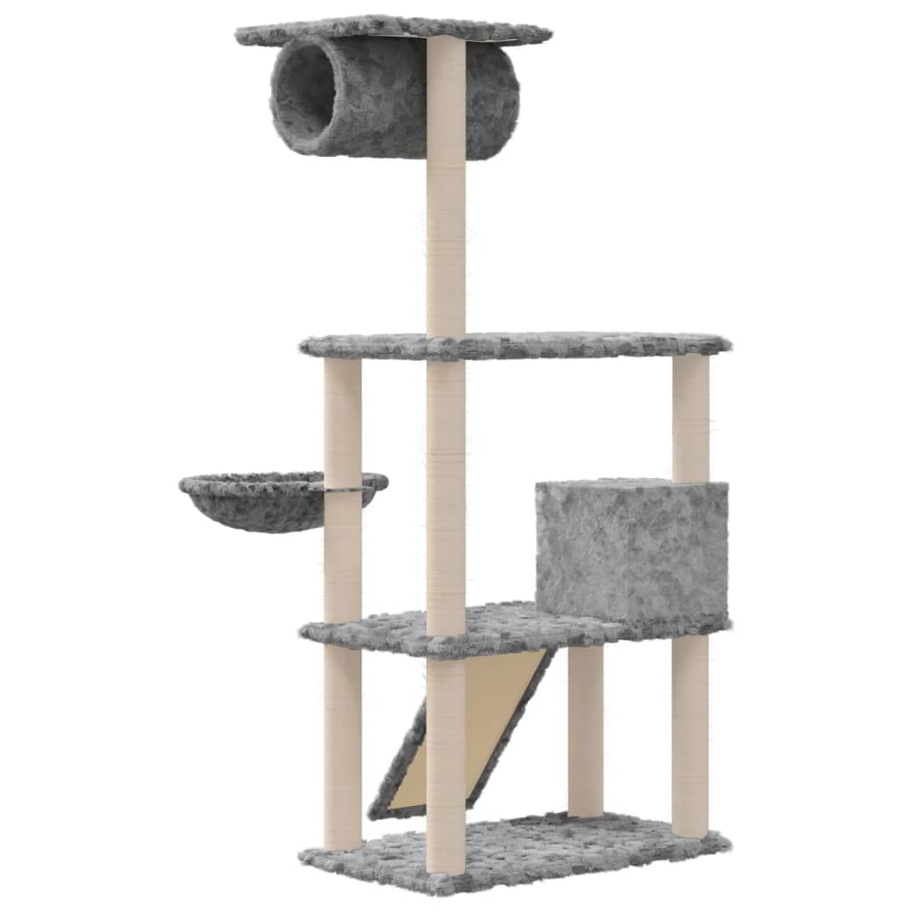 vidaXL Ansamblu de pisici, stâlpi din funie sisal, gri deschis, 131 cm