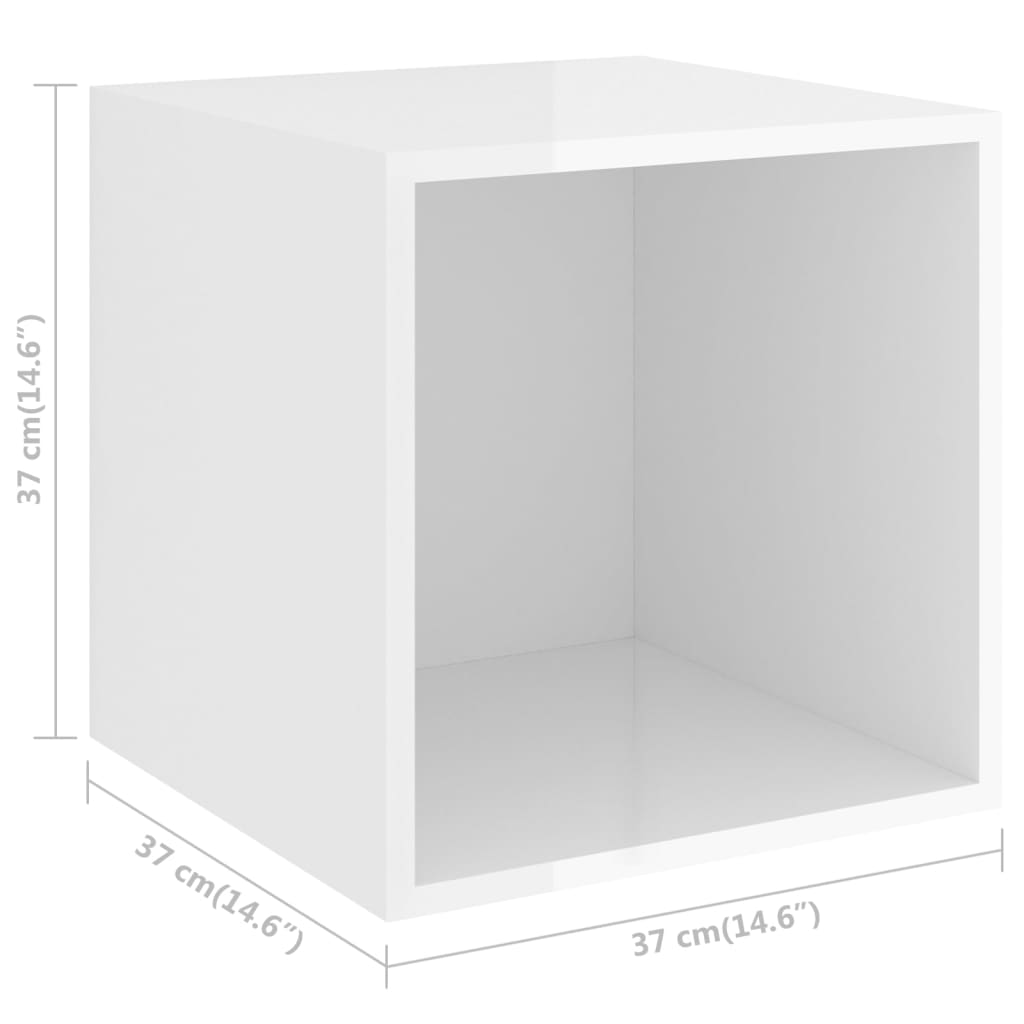 vidaXL Dulapuri de perete, 4 buc., alb extralucios, 37x37x37 cm, PAL