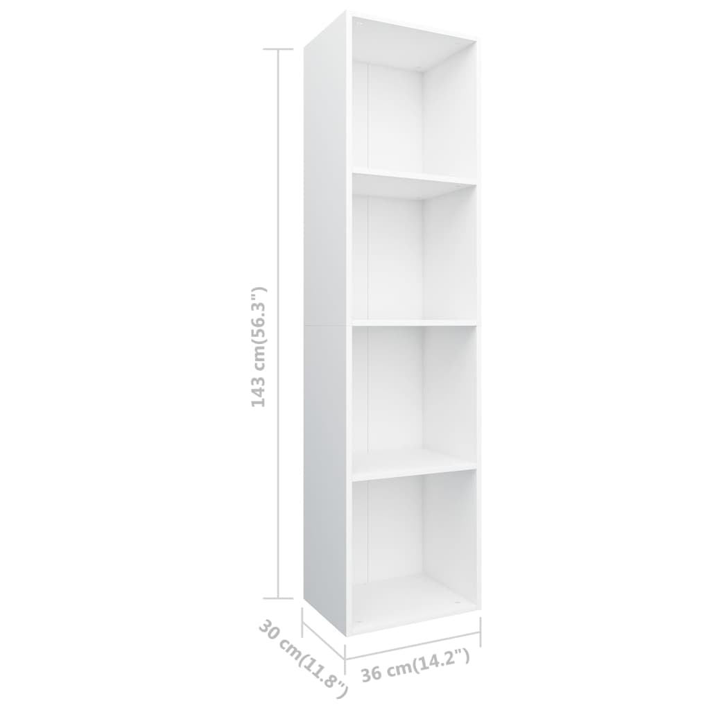 vidaXL Bibliotecă/Comodă TV, alb, 36 x 30 x 143 cm, PAL