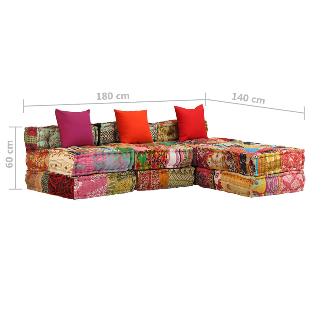 vidaXL Set canapea modulară, 14 piese, material textil, model petice