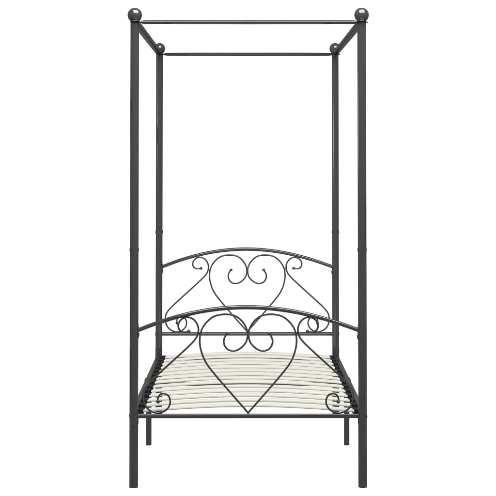 vidaXL Cadru de pat cu baldachin, gri, 120 x 200 cm, metal