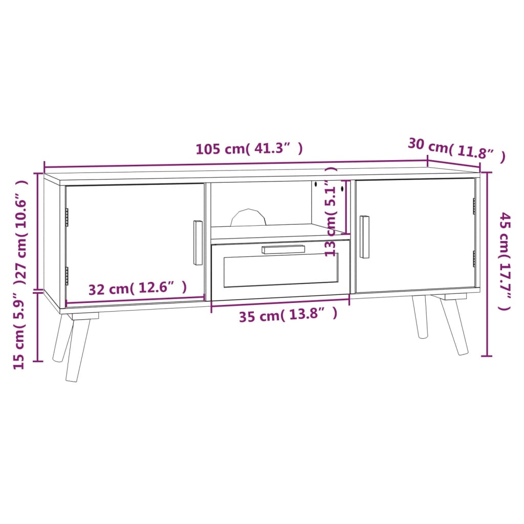 vidaXL Comodă TV cu uși, 105x30x45 cm, lemn prelucrat
