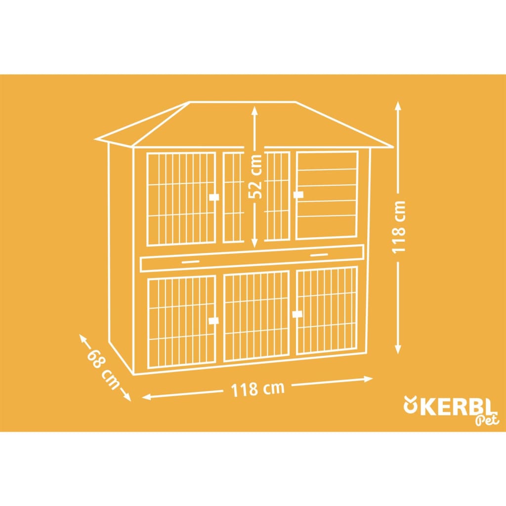 Kerbl Țarc rozătoare "Vila" 118x68x118 cm, lemn glazurat