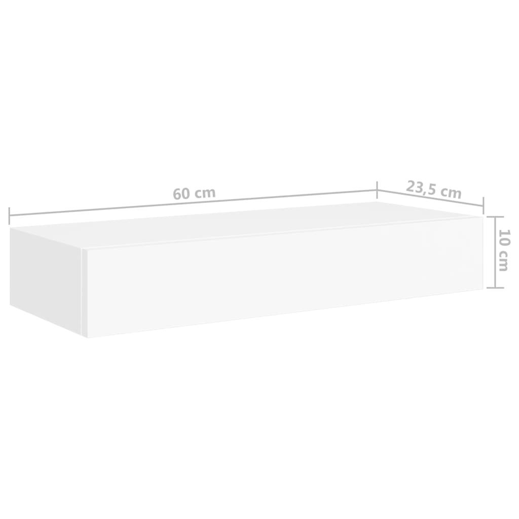 vidaXL Dulapuri de perete cu sertare 2 buc. alb, 60x23,5x10 cm MDF