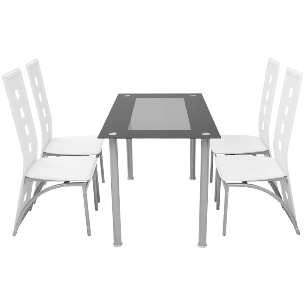 vidaXL Set masă cu scaune, 5 piese, alb
