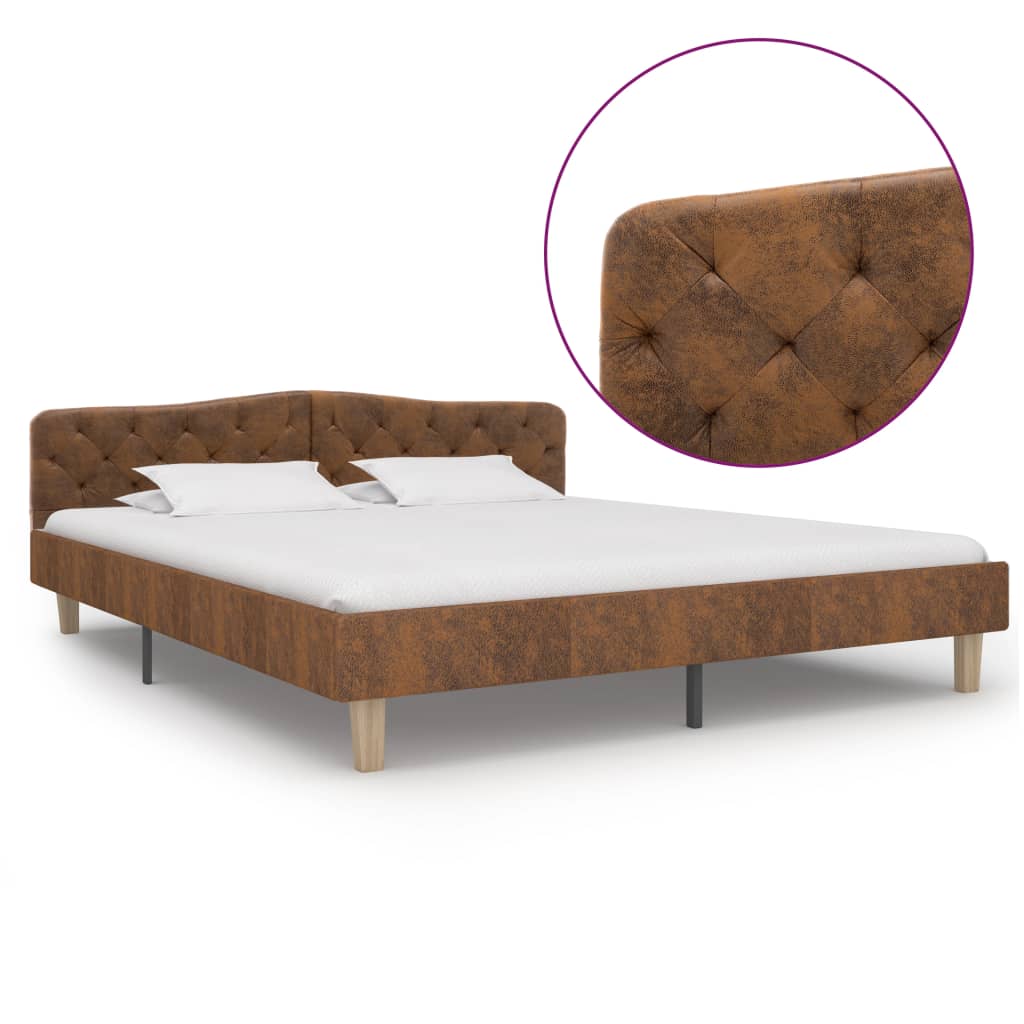 vidaXL Cadru de pat, maro, 180x200 cm, piele întoarsă ecologică